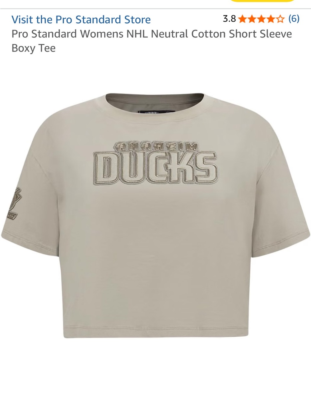 Pro Standard Womens Neutral Cotton Crop Top - Ducks Embroidered